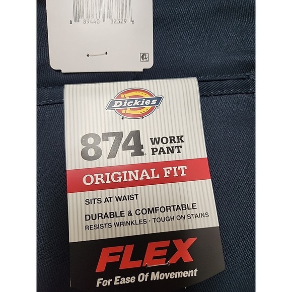 Dickies 874 Flex Work Pants Men's 36x30 Blue Original Fit Actual NWT - Picture 3 of 7